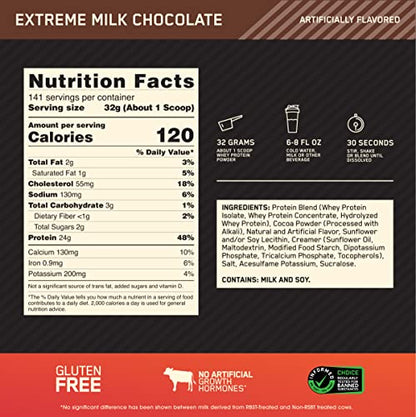 Optimum Nutrition Gold Standard 100% Whey Protein Powder, Extreme Milk Chocolate Optimum NutritionBuy Supplements Australia