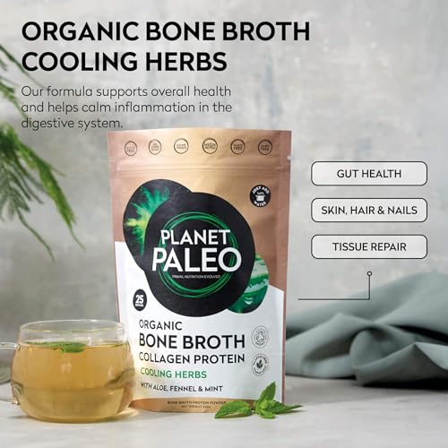 Planet Paleo Organic Bone Broth - Cooling Herbs (450g, 50 Servings) Organic, Grass Fed, High Protein Planet PaleoBuy Supplements Australia