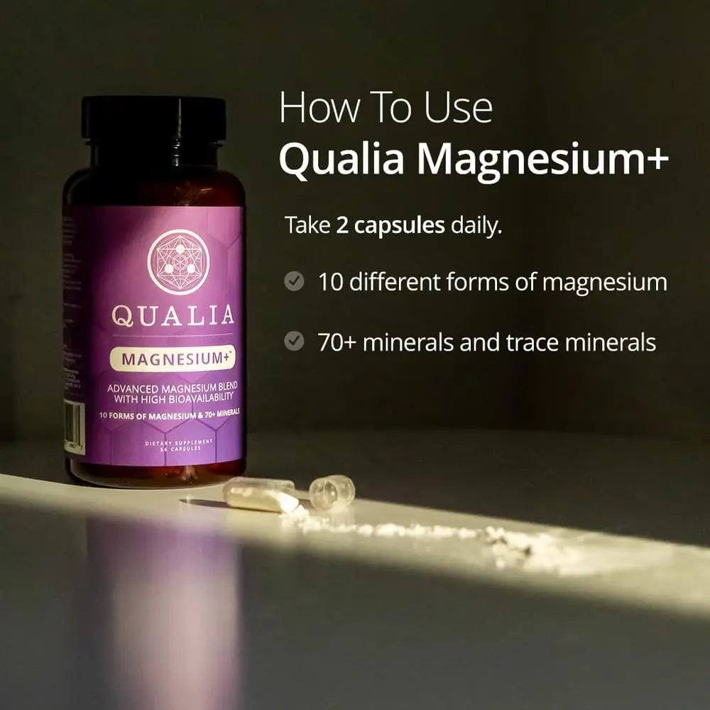 Qualia Magnesium+ | Doctor-Formulated. Premium Formula | High Bioavailability | 10 Forms of Magnesium & 70+ Minerals | Relaxed Mood, restful Sleep QUALIA LIFE SCIENCES canada supplements