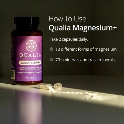 Qualia Magnesium+ | Doctor-Formulated. Premium Formula | High Bioavailability | 10 Forms of Magnesium & 70+ Minerals | Relaxed Mood, restful Sleep QUALIA LIFE SCIENCES canada supplements