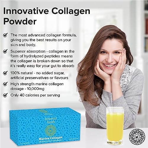 Marine Collagen Powder 10000mg with Hyaluronic Acid Biotin and Vitamin C A D3 E - Collagen Internal YouthBuy Supplements Australia