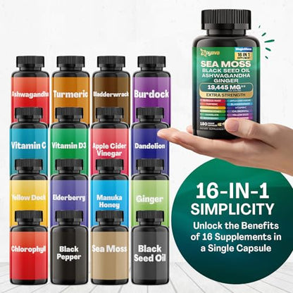 Sea Moss 7000mg Black Seed Oil 4000mg Ashwagandha 2000mg Turmeric 2000mg ZoyavaBuy Supplements Australia