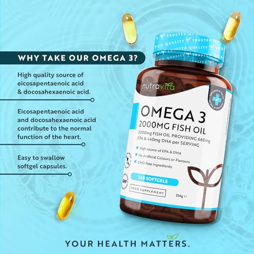 Omega 3 2000mg with 660mg EPA & 440mg DHA per Serving - 240 Softgel Capsules NutravitaBuy Supplements Australia