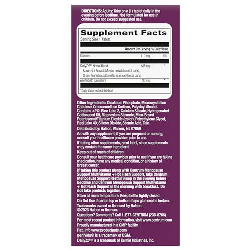 Centrum Restful Sleep Menopause Support Tablets, Supplement with Clinically Studied DailyZz and geniVida, 28 Count CentrumBuy Supplements Australia