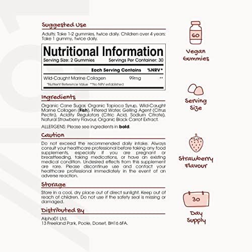 Marine Collagen Gummies - Wild-Caught Marine - Tapioca Based - High Potency Hydrolysed Marine Collagen Gummies ALPHA01Buy Supplements Australia