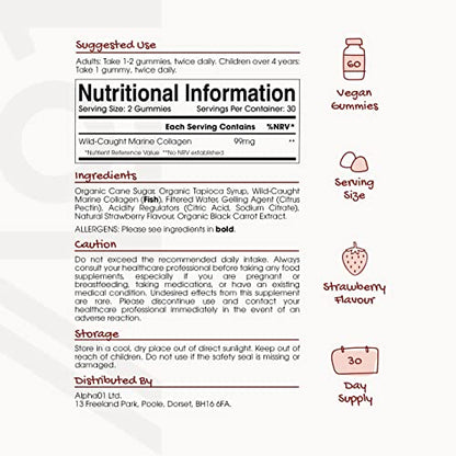 Marine Collagen Gummies - Wild-Caught Marine - Tapioca Based - High Potency Hydrolysed Marine Collagen Gummies ALPHA01Buy Supplements Australia
