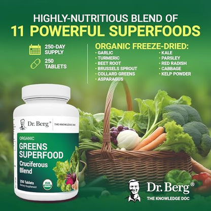 Dr. Berg's Greens Superfood Cruciferous Vegetable Tablets - Vegetable Supplements Dr. Berg NutritionalsBuy Supplements Australia