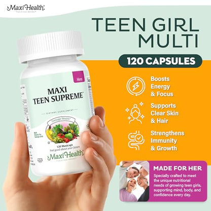 Teen Vitamins for Girls 12-17 - Teen Multivitamin D3, Iron, Calcium, Biotin, Zinc, Digestive Enzymes – Teenager Girl Multi Vitamins Maxi HealthBuy Supplements Australia