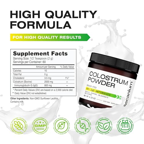 Colostrum Powder - Grass-Fed 40% IgG Colostrum Supplement Powder - Bovine AscaniumBuy Supplements Australia