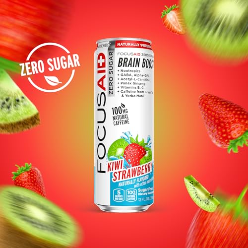 FOCUSAID ZERO SUGAR Nootropics Blend, Alpha-GPC, GABA, 100mg Natural Caffeine from Green Tea, Yerba Mate, Vitamin B-Complex, Keto-Friendly, No Artificial Sweeteners, 12 Fl Oz (Pack of 12) LIFEAIDBuy Supplements Australia