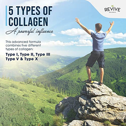 Multi Collagen Protein Capsules - Types I, II, III, V & X - Hydrolysed Grass Fed Bovine, Wild Caught Marine Revive NaturalsBuy Supplements Australia
