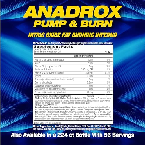MHP Anadrox Pump & Burn, Nitric Oxide Fat Burning Inferno, 112 capsules Maximum Human PerformanceBuy Supplements Australia