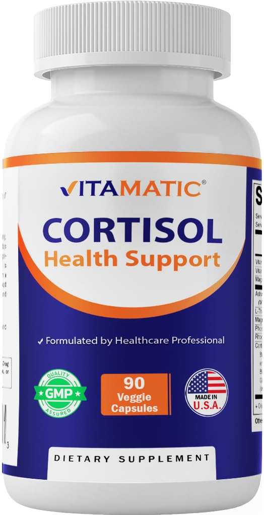 Vitamatic Cortisol Health Support - 90 Veggie Capsules - Made with Adaptogenic Blend with Ashwagandha, Rhodiola, Magnolia, L-Theanine, Phosphatidylserine VitamaticBuy Supplements Australia