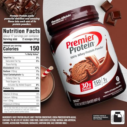 Premier Protein Powder, Chocolate Milkshake, 30g Protein, 1g Sugar, 100% Whey Protein Premier ProteinBuy Supplements Australia