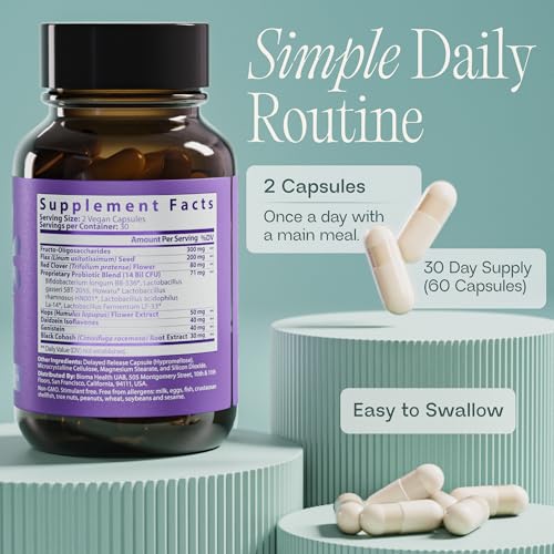 BIOMA Menopause Support Probiotics for Women - Hormone Free Hot Flash & Night Sweat Relief - Gut-Hormone Balance with Phytoestrogens, BB536, Delayed Release (60 Capsules - 30 Day Supply) BIOMABuy Supplements Australia