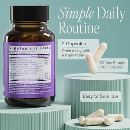 BIOMA Menopause Support Probiotics for Women - Hormone Free Hot Flash & Night Sweat Relief - Gut-Hormone Balance with Phytoestrogens, BB536, Delayed Release (60 Capsules - 30 Day Supply) BIOMABuy Supplements Australia
