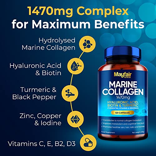 Mayfair Nutrition Marine Collagen 120 High Strength Capsules 1470mg Complex with Hyaluronic Acid Mayfair NutritionBuy Supplements Australia