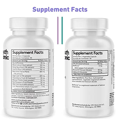 Youth & Tonic DIM Supplement for Women – Estrogen Metabolism & Hormonal Support – Menopause, Perimenopause & Premenopausal Bundle, 90 Capsules Youth & TonicBuy Supplements Australia