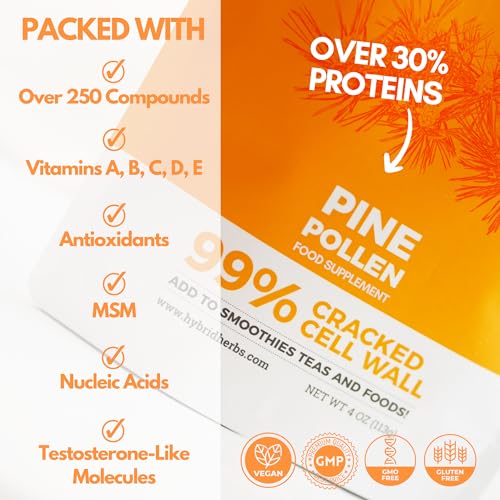 HYBRID HERBS - PINE POLLEN | 99% Cracked Cell Wall Powder | Highly Bioavailable Hybrid HerbsBuy Supplements Australia