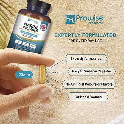 Marine Collagen with Hyaluronic Acid 1100mg | 90 Collagen Capsules High Strength for Women & Men PH PROWISE HealthcareBuy Supplements Australia