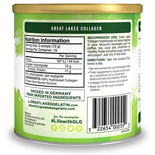 Great Lakes Gelatin Collagen Hydrolysate, Grass-Fed Bovine Hydrolysed Collagen Peptides Protein Powder Supplement, Unflavoured, 226g, Can Great Lakes GelatinBuy Supplements Australia
