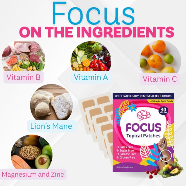 Swift Patch Focus Patch for Adults (30 Day Supply) + Proprietary Blend (Men and Women) - Help Kids and Adults Focus with Patches 22 Ingredients with Proprietary Formula Ultimate Swift PatchBuy Supplements Australia