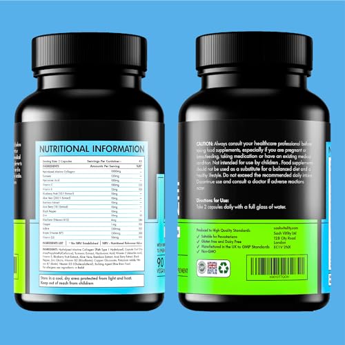 Marine Collagen Supplements - 90 Capsules with Vitamin C, Vitamin E, Hyaluronic Acid, Aloe Vera, Turmeric SASH VitalityBuy Supplements Australia