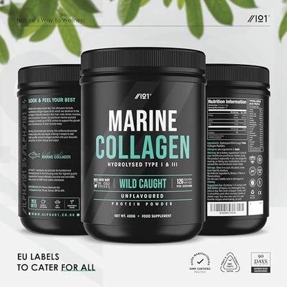 Marine Collagen Powder Supplement - 400g - Wild-Caught Canadian Marine Collagen - Unflavoured - Types 1 & 3 Hydrolysed Collagen ALPHA01Buy Supplements Australia