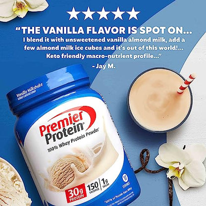 Premier Protein Powder, Vanilla Milkshake, 30g Protein, 1g Sugar, 100% Whey Protein Premier ProteinBuy Supplements Australia