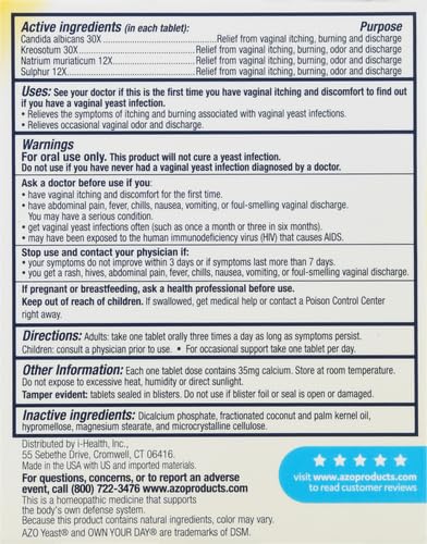 AZO Yeast Plus Dual Relief Tablets, Yeast Infection and Vaginal Symptom Relief, Relieves Itching & Burning AZOBuy Supplements Australia