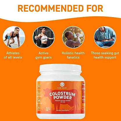 Pure Velvet Colostrum Powder for Gut Health, Bloating, Hair Growth, Immune Support Pure VelvetBuy Supplements Australia