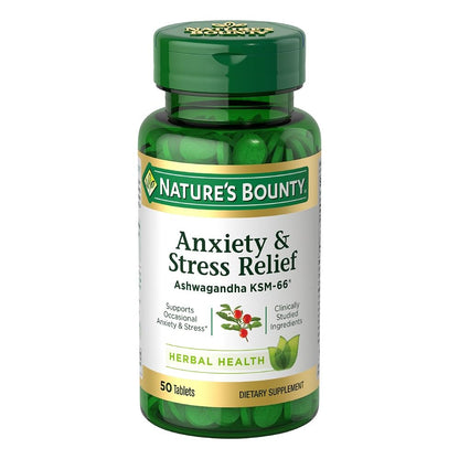 Nature's Bounty Stress Relief Ashwagandha KSM 66 Tablets, Mood Support, 50 Count Nature's BountyBuy Supplements Australia