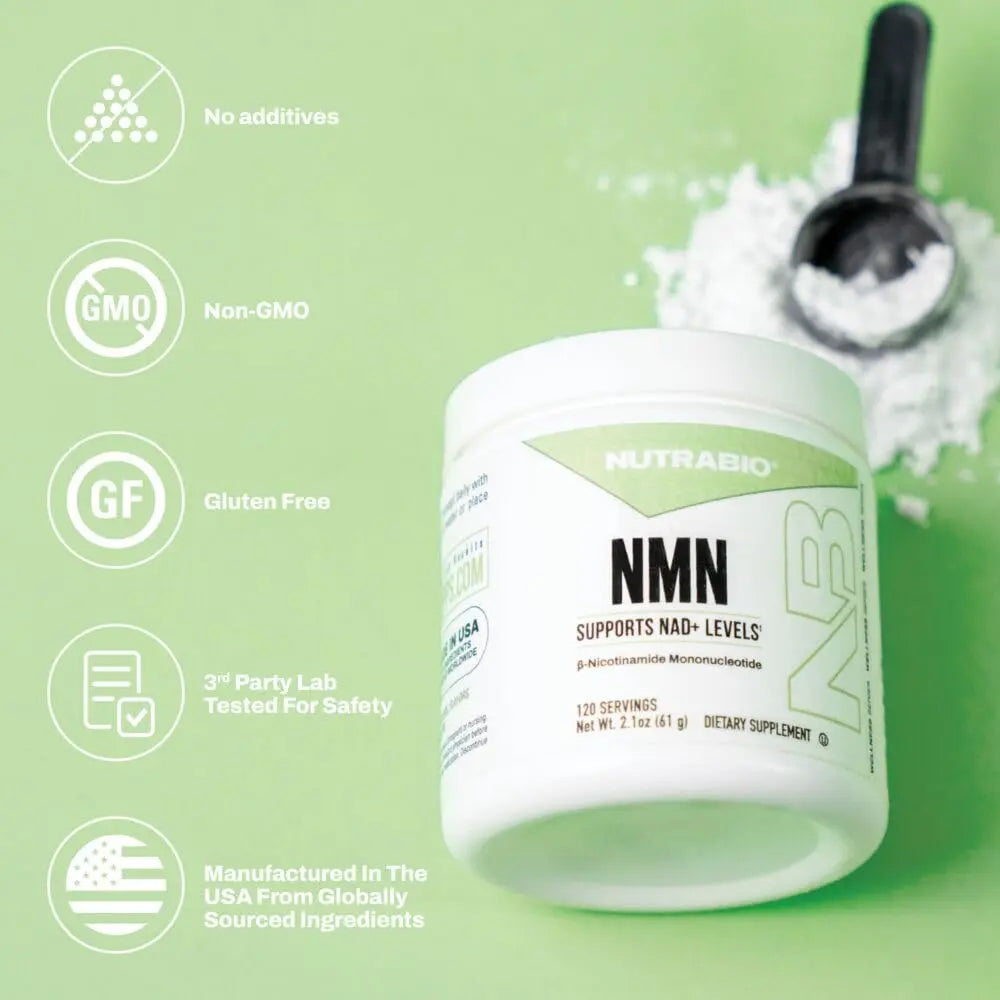 NutraBio NMN - NAD Supplement, Longevity Support, Boost NAD Levels, Increase Cellular Energy, Brain Health, Healthy Aging- 120 Servings NutraBioBuy Supplements Australia