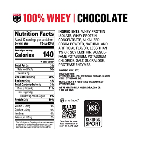 Muscle Milk 100% Whey Protein Powder, Chocolate, 5 Pound, 66 Servings, 25g Protein Muscle MilkBuy Supplements Australia
