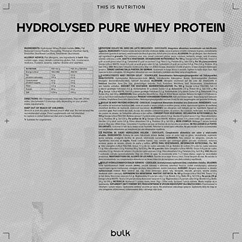 Bulk Hydrolysed Whey Protein Isolate, Protein Shake, Chocolate, 500 g, Packaging May Vary BulkBuy Supplements Australia