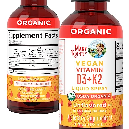 MaryRuth's Organic D3 + K2 Spray for Adults & Kids for Bone Health | Vitamin D3 as Cholecalciferol | Vitamin K2 | Immunity | Mineral Absorption | Heart Health | Vegan | Non-GMO | Gluten Free | 1 Fl Oz MARYRUTH'SBuy Supplements Australia