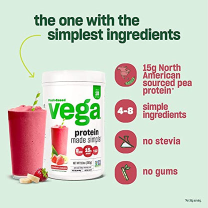 Vega Protein Made Simple Protein Powder, Strawberry Banana - Stevia Free, Vegan VegaBuy Supplements Australia