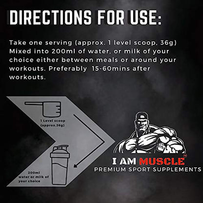 Ultimate Whey Protein + BCAA’s Powder, Premium High Protein Isolate, Enhance Lean Muscle Mass and Recovery, 1kg I AM MUSCLEBuy Supplements Australia