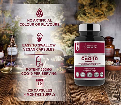 Ubiquinone Coenzyme Q10 300mg Softgel Capsules, 120 Super Strength Vegan Friendly The Intelligent HealthBuy Supplements Australia