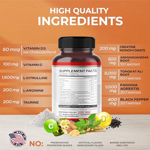 L-Citrulline 14,100 mg 11 in 1 with L-Arginine + Taurine, Ashwagandha, Creatine, Tongkat Ali ULTRA HERBSBuy Supplements Australia