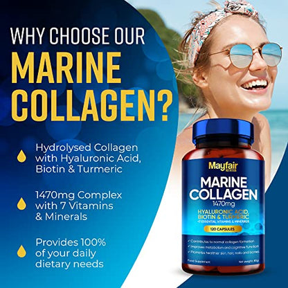 Mayfair Nutrition Marine Collagen 120 High Strength Capsules 1470mg Complex with Hyaluronic Acid Mayfair NutritionBuy Supplements Australia