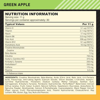 Optimum Nutrition Gold Standard Pre Workout Green Apple Flavoured Powder, 330g Optimum NutritionBuy Supplements Australia