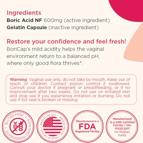 BoriCap - Boric Acid Suppositories for Women - 600 mg - Vaginal Health, pH Balance, Itch & Odor - Natural BoriCapBuy Supplements Australia
