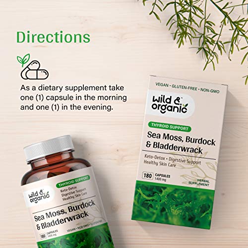 Sea Moss Capsules - 180 Caps Wildcrafted Irish Moss, Burdock Root & Bladderwrack Wild & OrganicBuy Supplements Australia