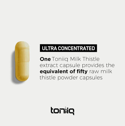 Toniiq Milk Thistle - Ultra High Potency 50:1 Extract with 80% Silymarin - Highly Concentrated - Third-Party Lab Tested - 90 Capsules Toniiq buy supplements Au