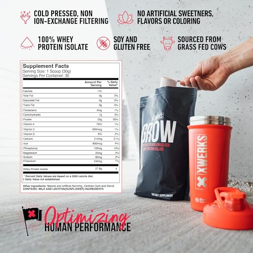 Xwerks Grow 100% New Zealand Grass-Fed Whey Protein - 25g of Pure Isolate Protein XwerksBuy Supplements Australia