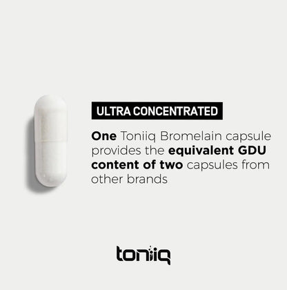 Ultra High Strength Bromelain 500mg - 3600 GDU/Gram - Highly Concentrated and Bioavailable - Third-Party Tested Formula - 120 Vegetarian Capsules - 120 Servings Per Container - Bromelain Supplement Toniiq buy supplements Au