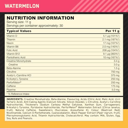 Optimum Nutrition Gold Standard Pre Workout Watermelon Flavoured Powder, 330g Optimum NutritionBuy Supplements Australia