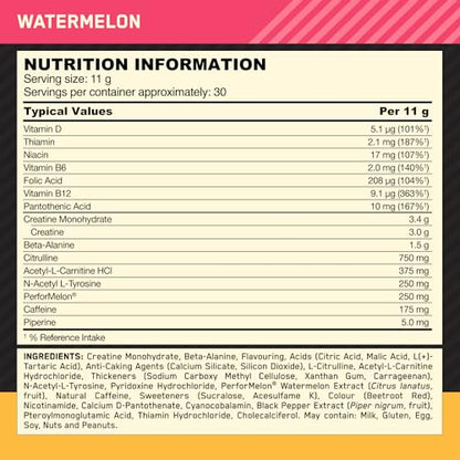 Optimum Nutrition Gold Standard Pre Workout Watermelon Flavoured Powder, 330g Optimum NutritionBuy Supplements Australia