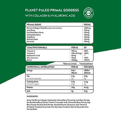Planet Paleo Primal Goddess -Pure Collagen with Hyaluronic Acid and Zinc (210g, 35 Servings) Planet PaleoBuy Supplements Australia